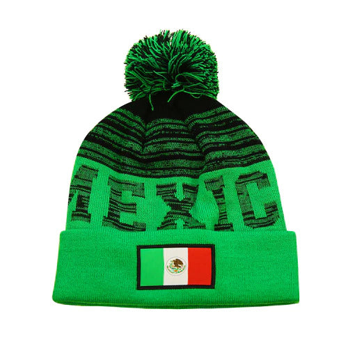 Icon Sports Mexico Flag Standard Unisex Pom Beanie