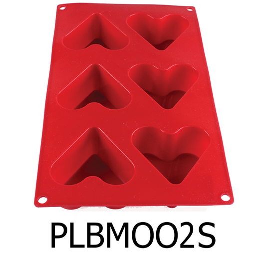 4.4 Oz Heart High Heat Silicone Baking Mold, 6 Cavities