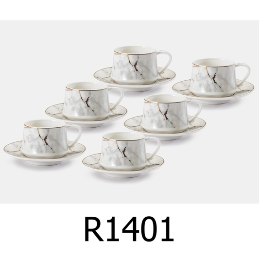 12 PC Gold Marble Coffee Set