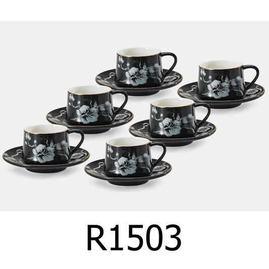 12 PC White Flower Coffee Set