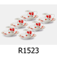 12 PC Red Flower Coffee Set