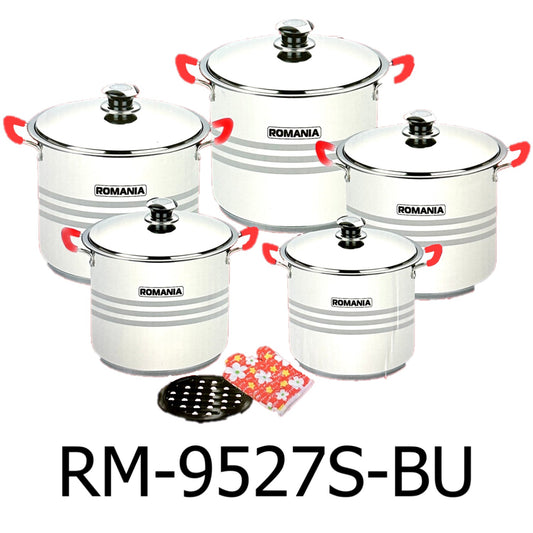 ROMANIA 10 PC Stainless Steel Stockpot Set - Red