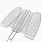 3 Fishes BBQ Grill Basket Wire Mesh Grilling Net with Long Wooden Handle