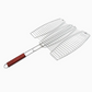 3 Fishes BBQ Grill Basket Wire Mesh Grilling Net with Long Wooden Handle