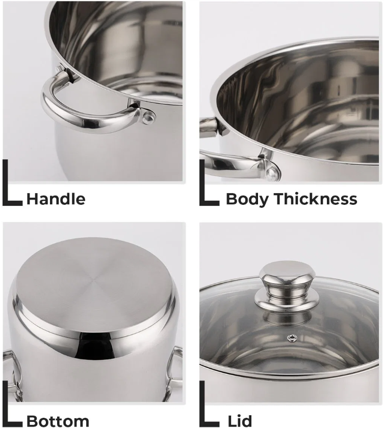 10 PC Stainless Steel Stockpot Set