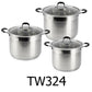 6 PC Stainless Steel Cookware Set - Glass Lid (M)