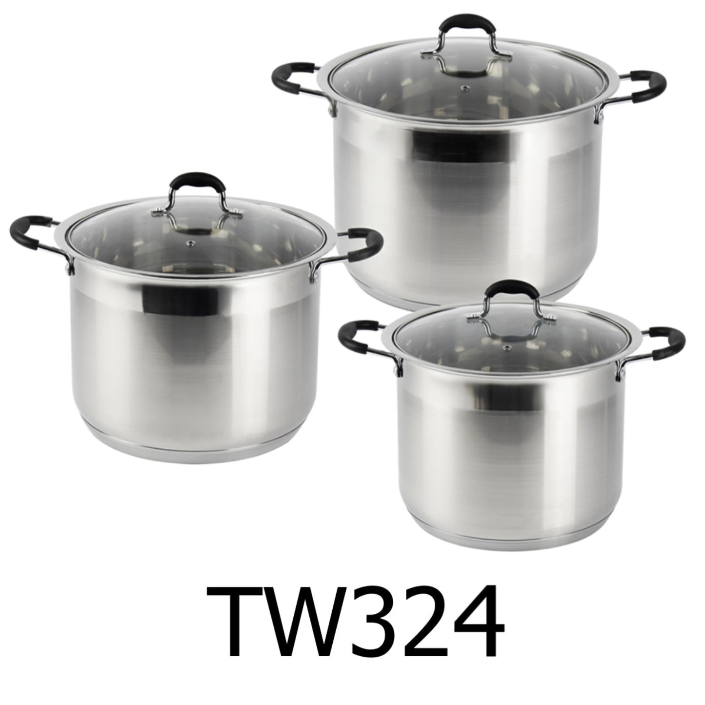 6 PC Stainless Steel Cookware Set - Glass Lid (M)