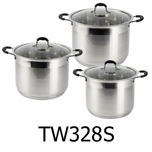 6 PC Stainless Steel Cookware Set - Stainless Steel Lid