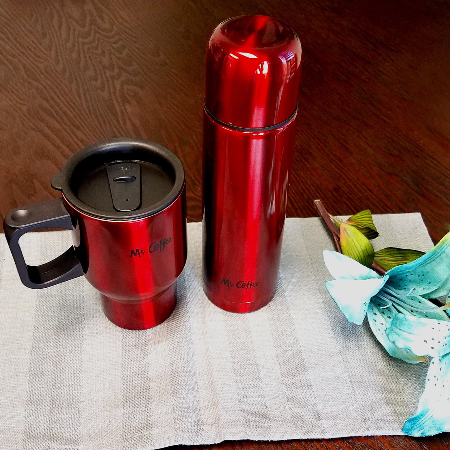 Mr. Coffee 2 PC Red Thermal Bottle & Travel Mug