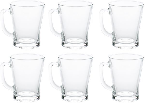 6 PC 7.6 oz Clear Tea Glass with Handle