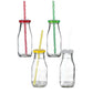 4 PC Glass Milk Bottle with Straw