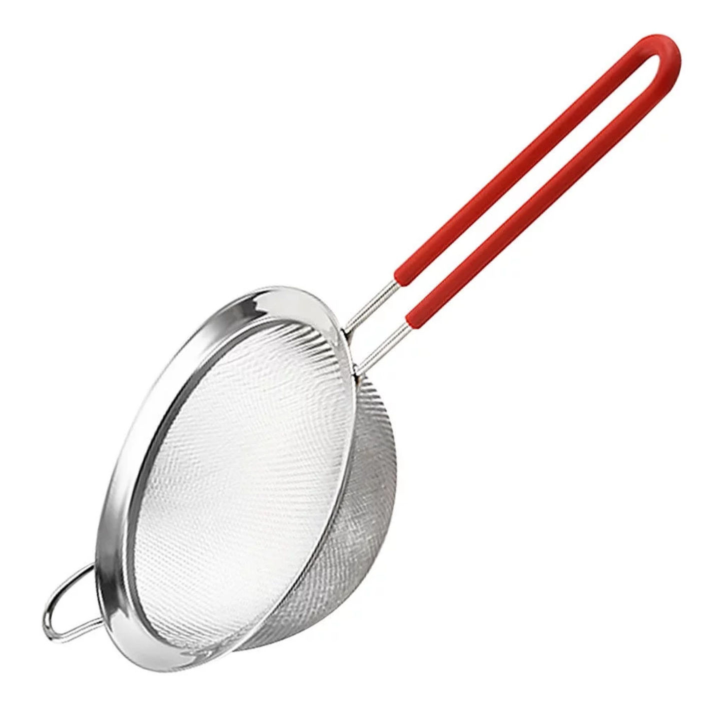 12.5" Stainless Steel Strainer Set with Silicone Handle - Red