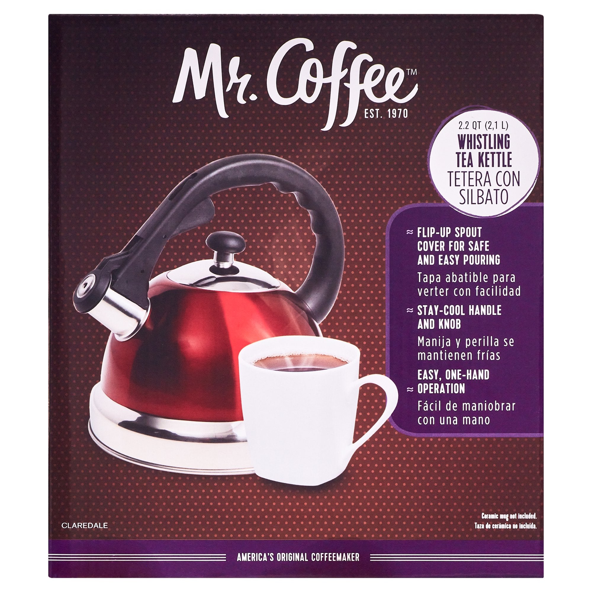 Mr. Coffee 2.2 QT Whistling Tea Kettle Red R B Import