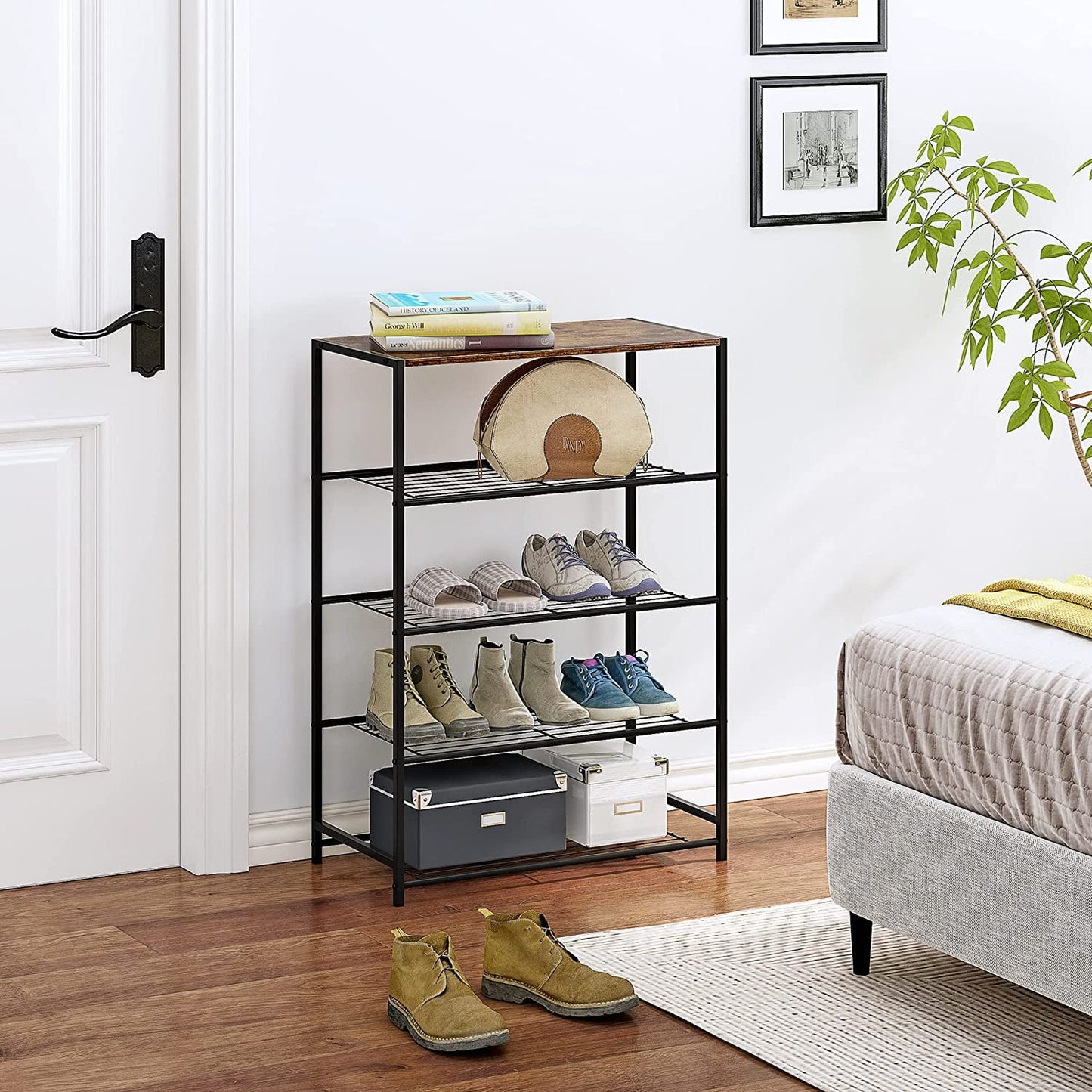 5-Tier Shoe Rack, All-Metal Shoe Tower, Shoe Storage Shelf