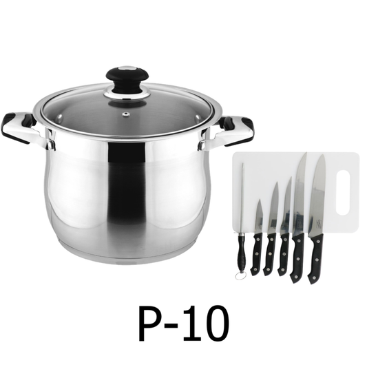 10 QT Stainless Steel 18/10 Induction Stock Pot (Free Gift 1 Knife Set)