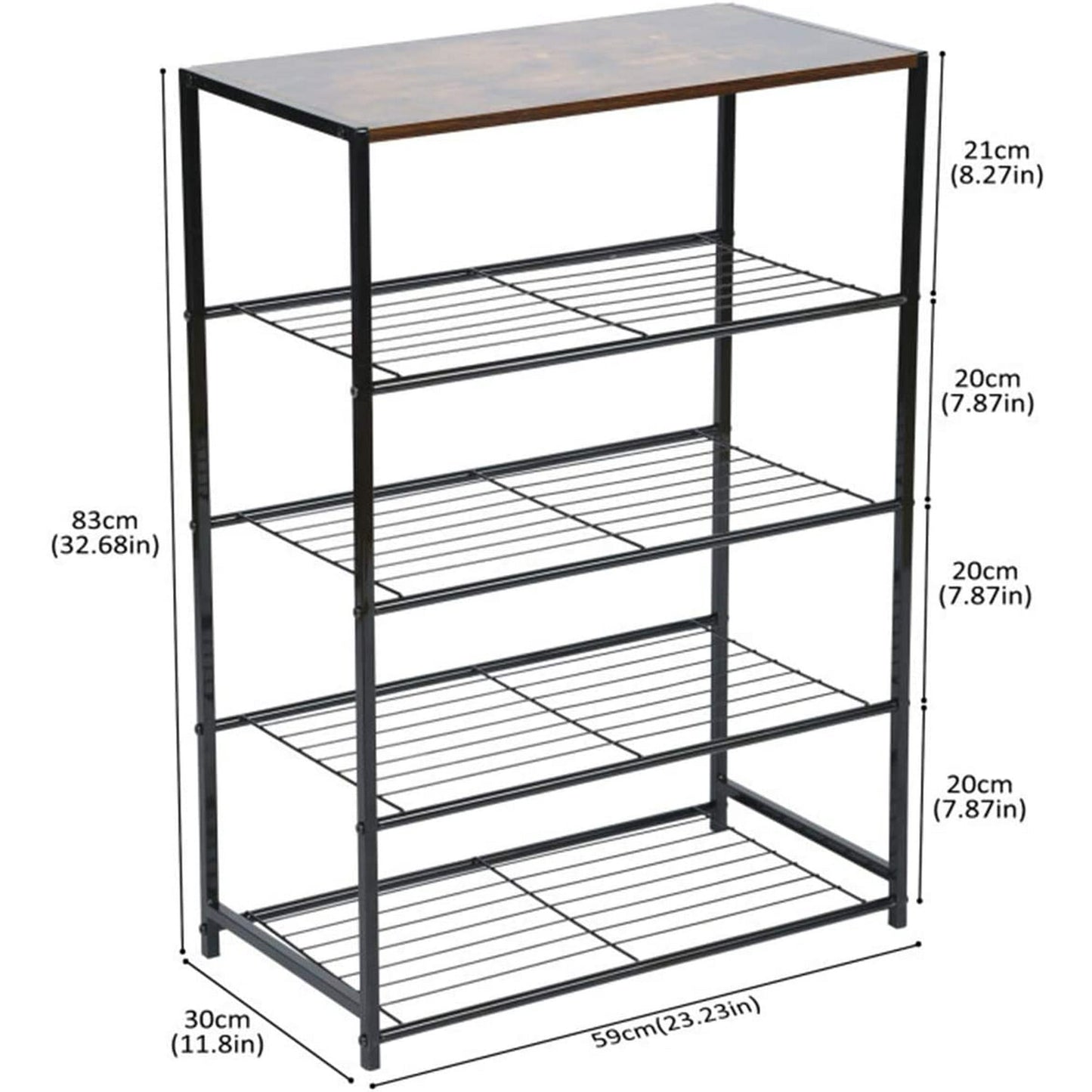 5-Tier Shoe Rack, All-Metal Shoe Tower, Shoe Storage Shelf