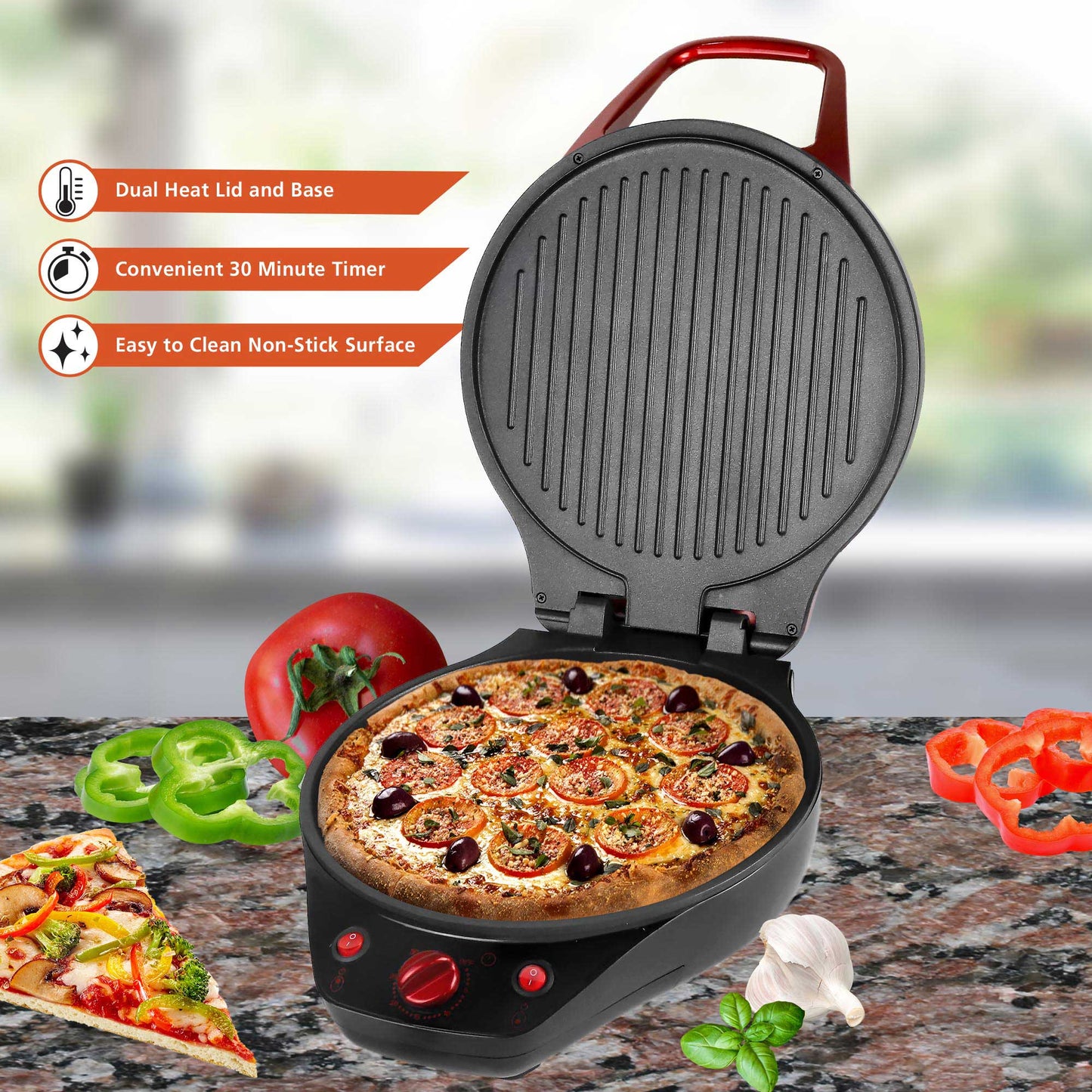 Brentwood 1200W 12" Non Stick Pizza Maker & Grill