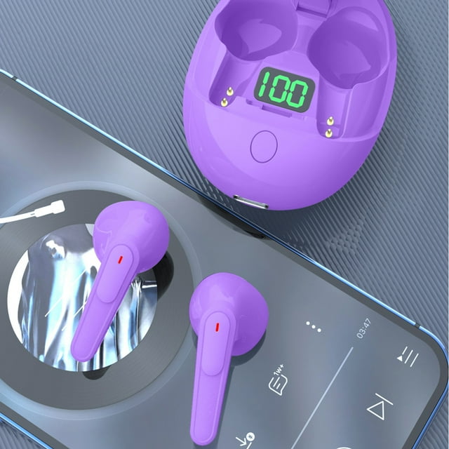 Purple True Earbuds Wireless with Charging Case