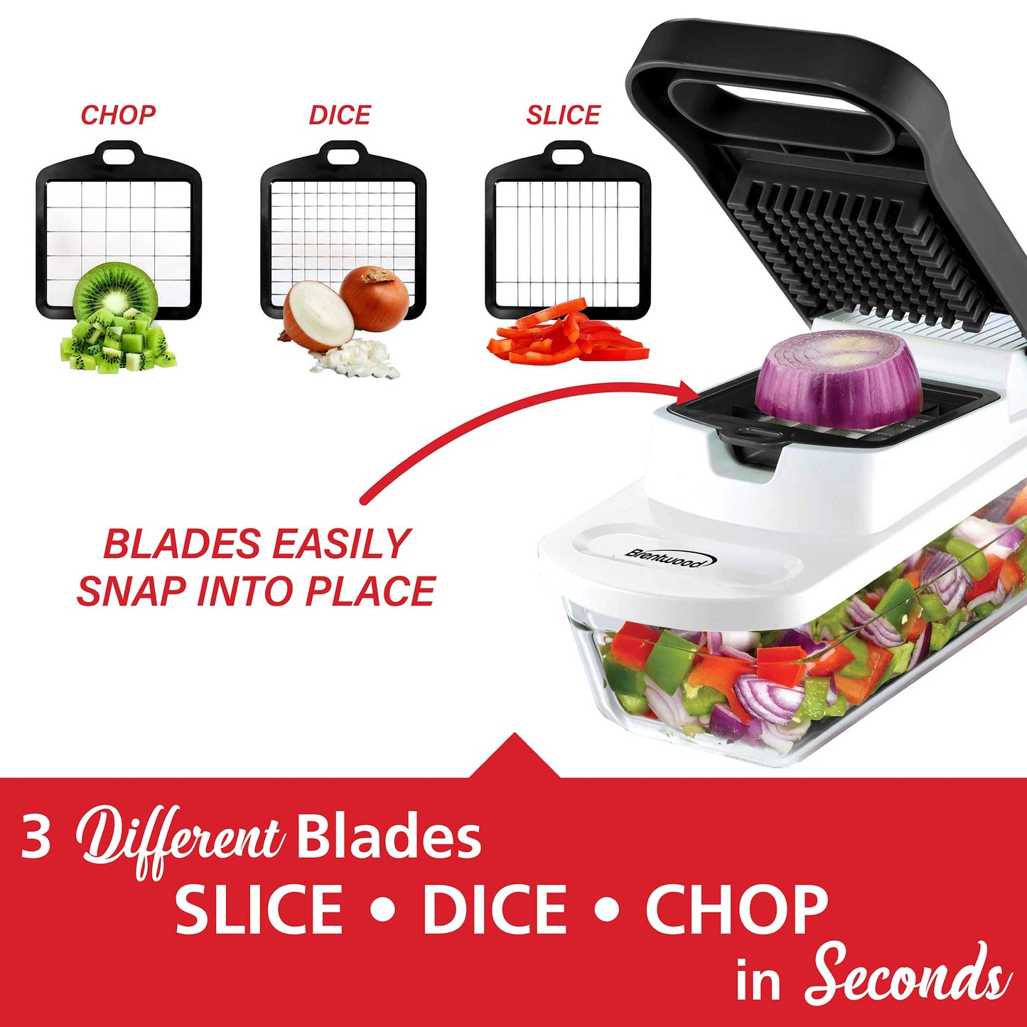 Brentwood Black Pro Food Chopper and Vegetable Dicer