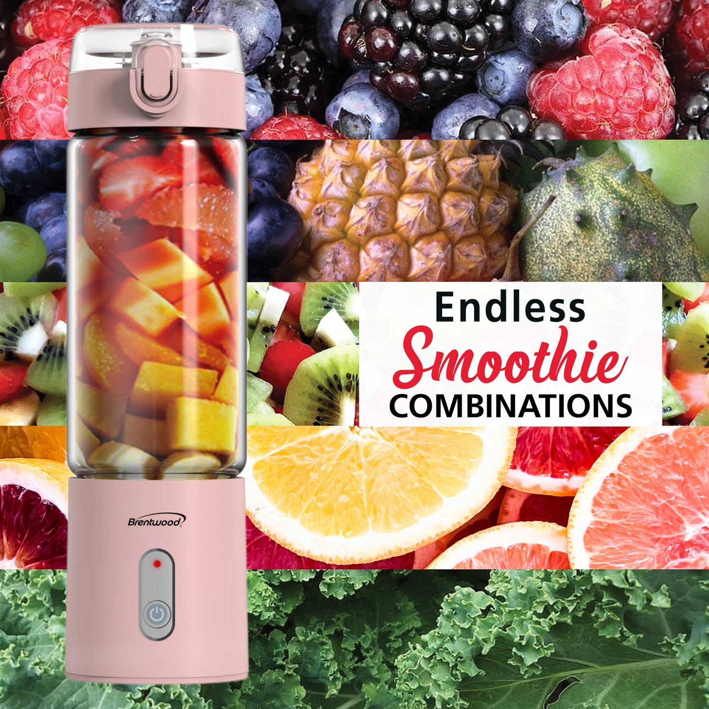 17oz Brentwood Portable Battery Operated USB Glass Blender