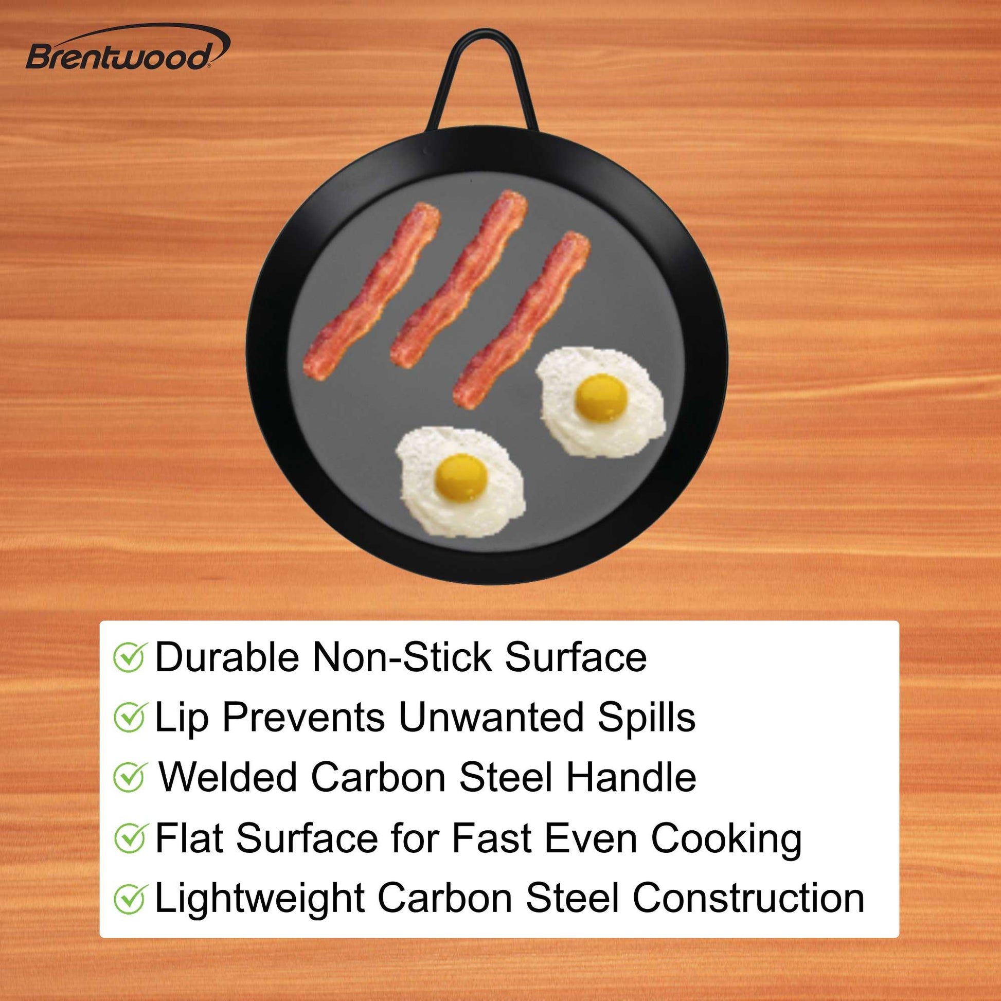 Brentwood Appliances BCM-24 Carbon Steel Non-Stick Round Comal Griddle (9.5-Inch)