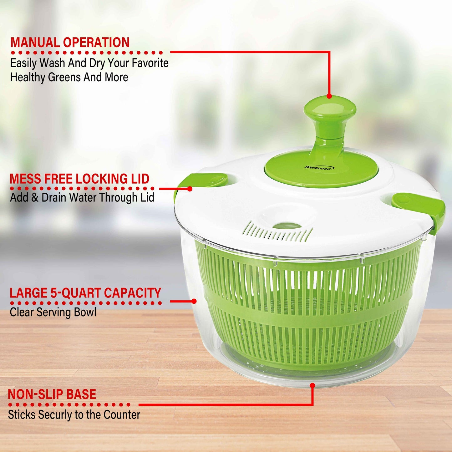 5 QT Brentwood Salad Spinner