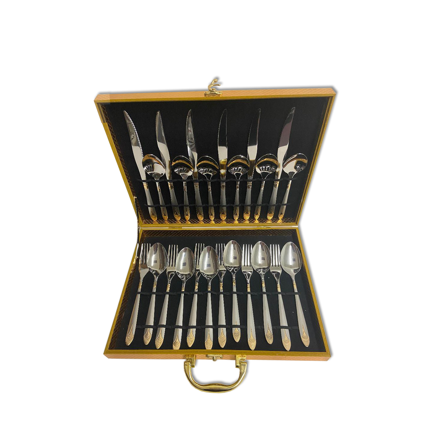 24 PC Silver & Gold Flatware Cutlery Set