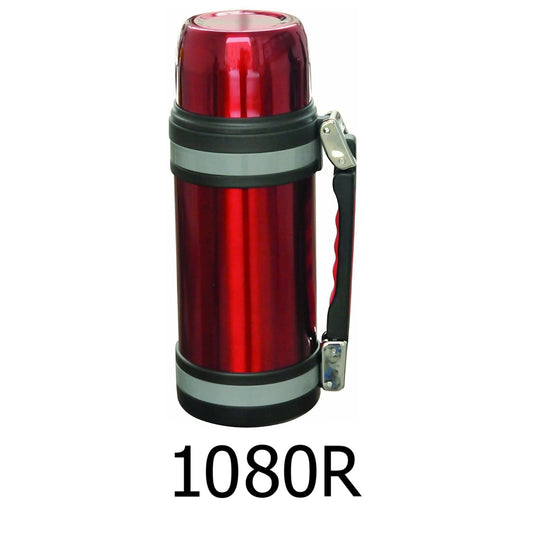 1000ml Red Insulated Travel Pot Wide Mouth Water Bottle