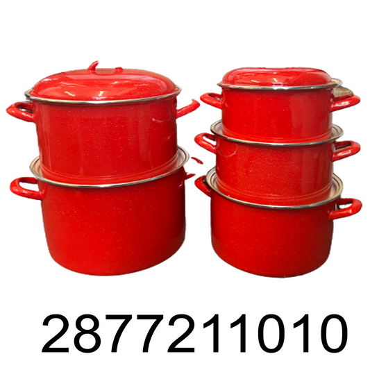 10 PC Red Stock Pot Enamel