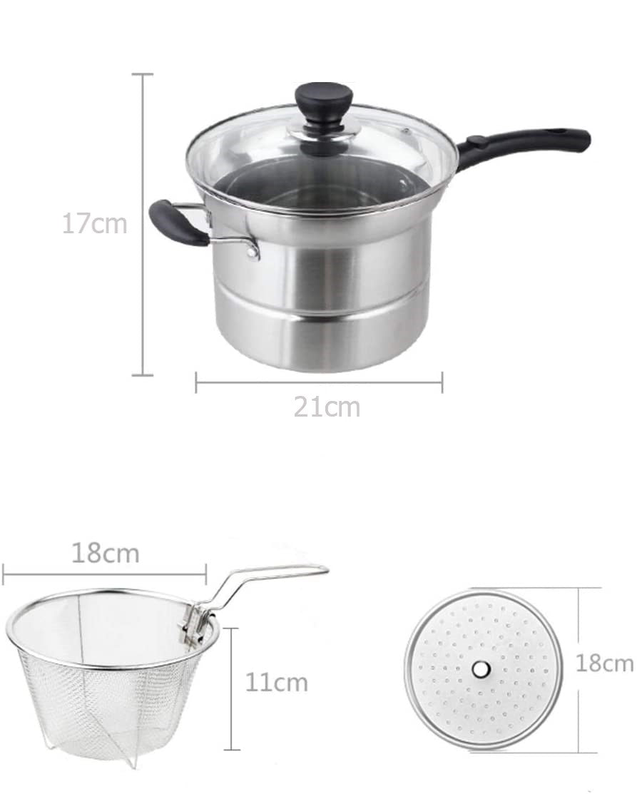 Stainless Steel Multifunction Pot With Lid Deep Fryer With Basket Steamer  French Fries Soup Noodle Induction