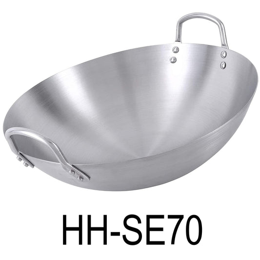 70cm Stainless Steel Double Short Handles Wok Pan