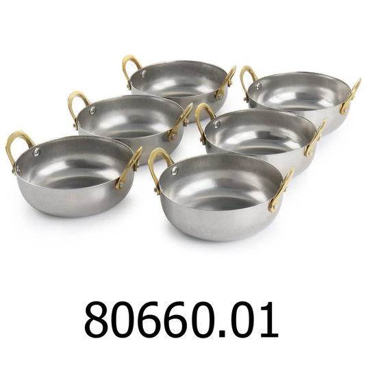 6 PC Mini Vintage Au Gratin Pan Set with Brass Handle