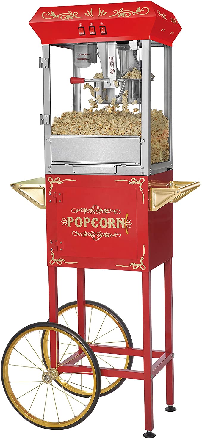 FunPop 4 oz. Popcorn Machine on red cart