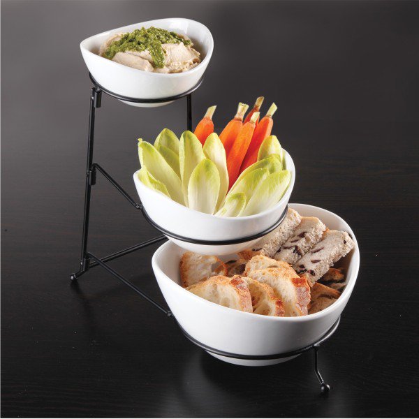 3 Tiered Oval Serving Bowl With Collapsible Metal Rack R B Import