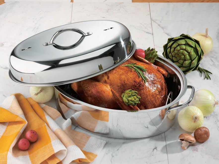 Stainless steel turkey roasting pan sale