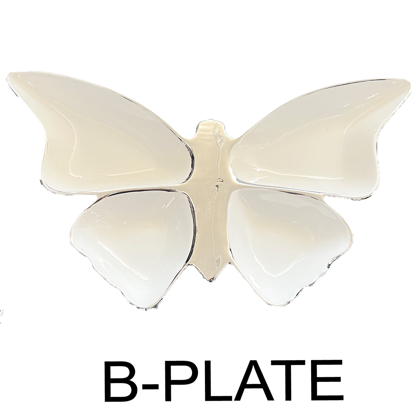 White Porcelain Butterfly Dish With Silver Line