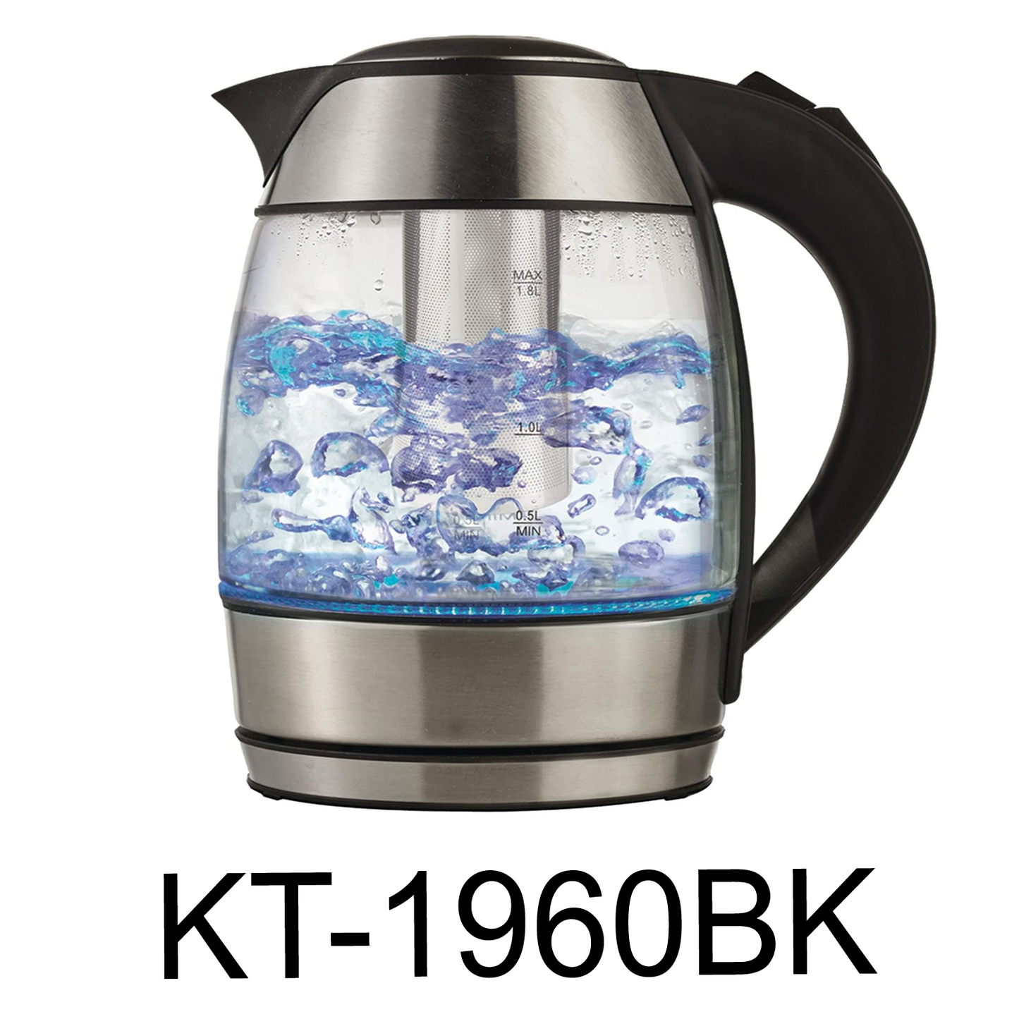 Brentwood 1.7L Tempered Glass Tea Kettle in White 
