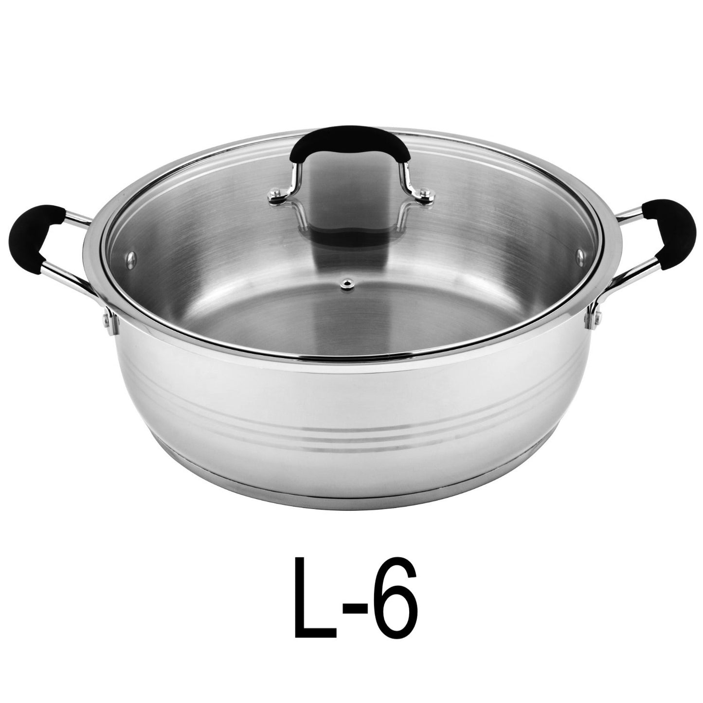 6 QT Stainless Steel 18/10 Induction Low Pot With Silicon Handle