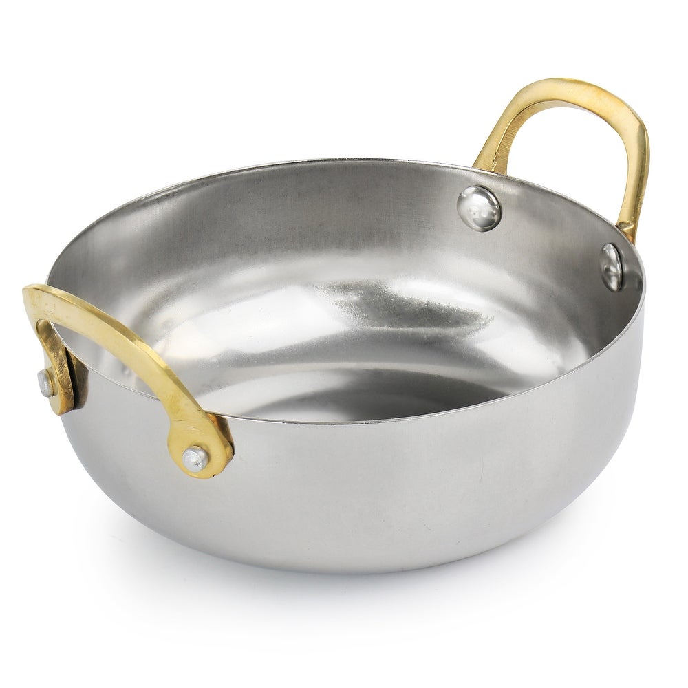 Rounded Aluminum Pan with Brass Handles