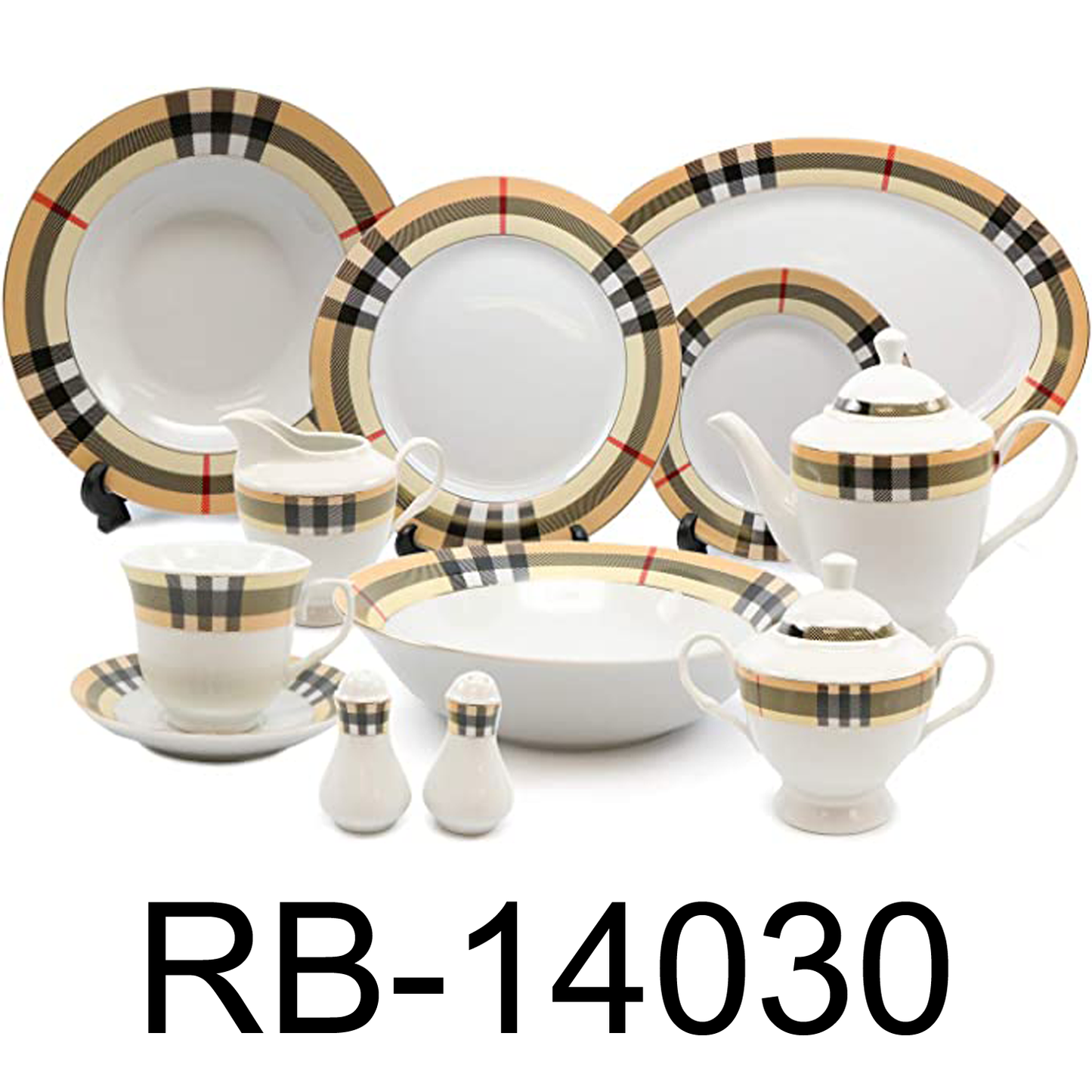 49 PC 'Tartan' Beige Banquet Set