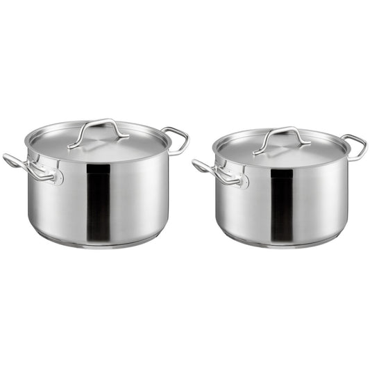 2 PC 24 & 35 QT Stainless Steel Induction 18/10 Stockpot