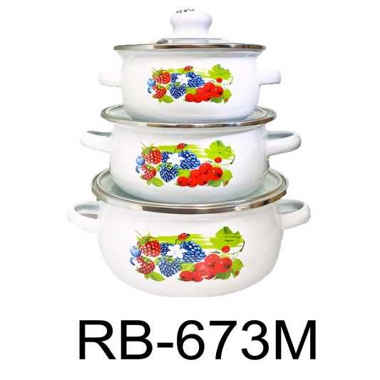 6 PC Fruits Enamel Stockpot Set