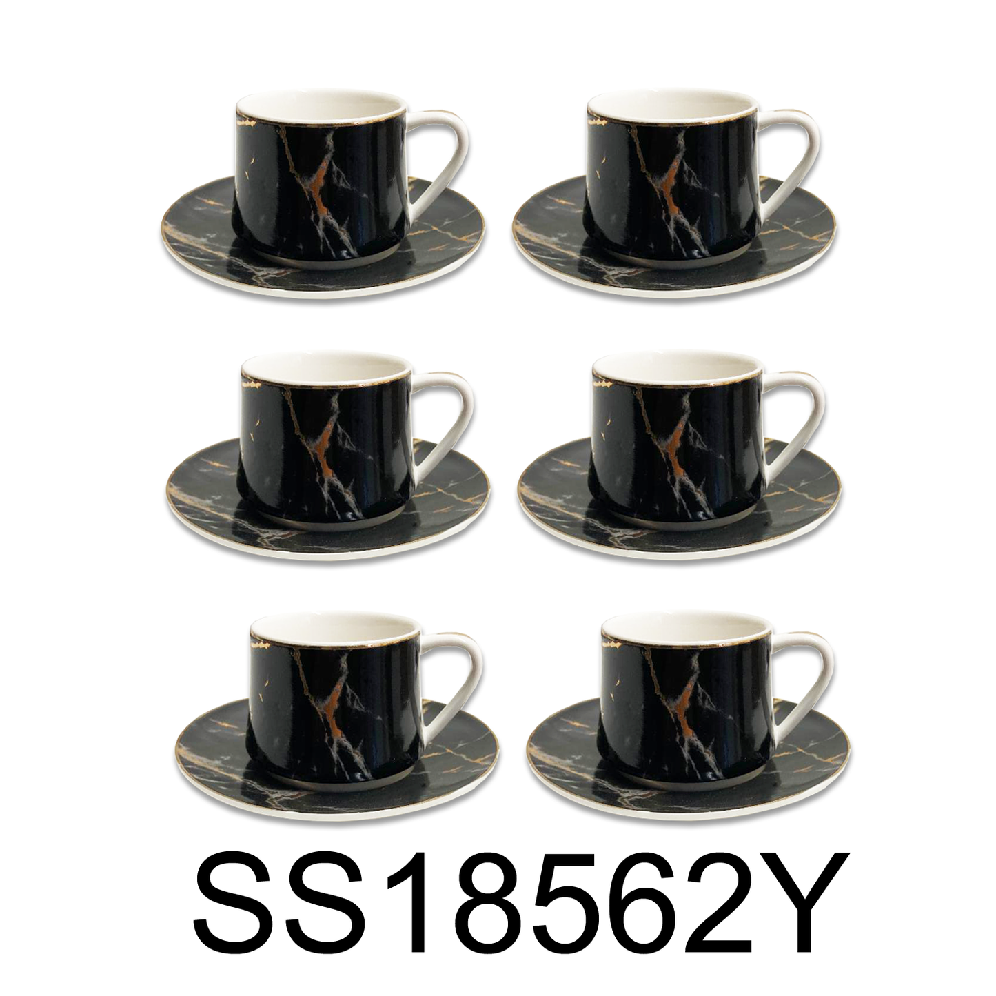 12 PC Black & Gold Turkish Coffee Cup Set