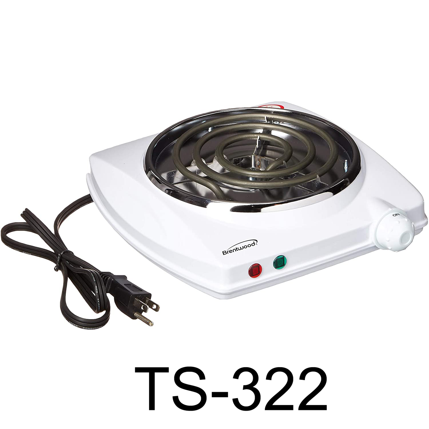 Brentwood White Single Electric Countertop Range Spiral Coil Burner