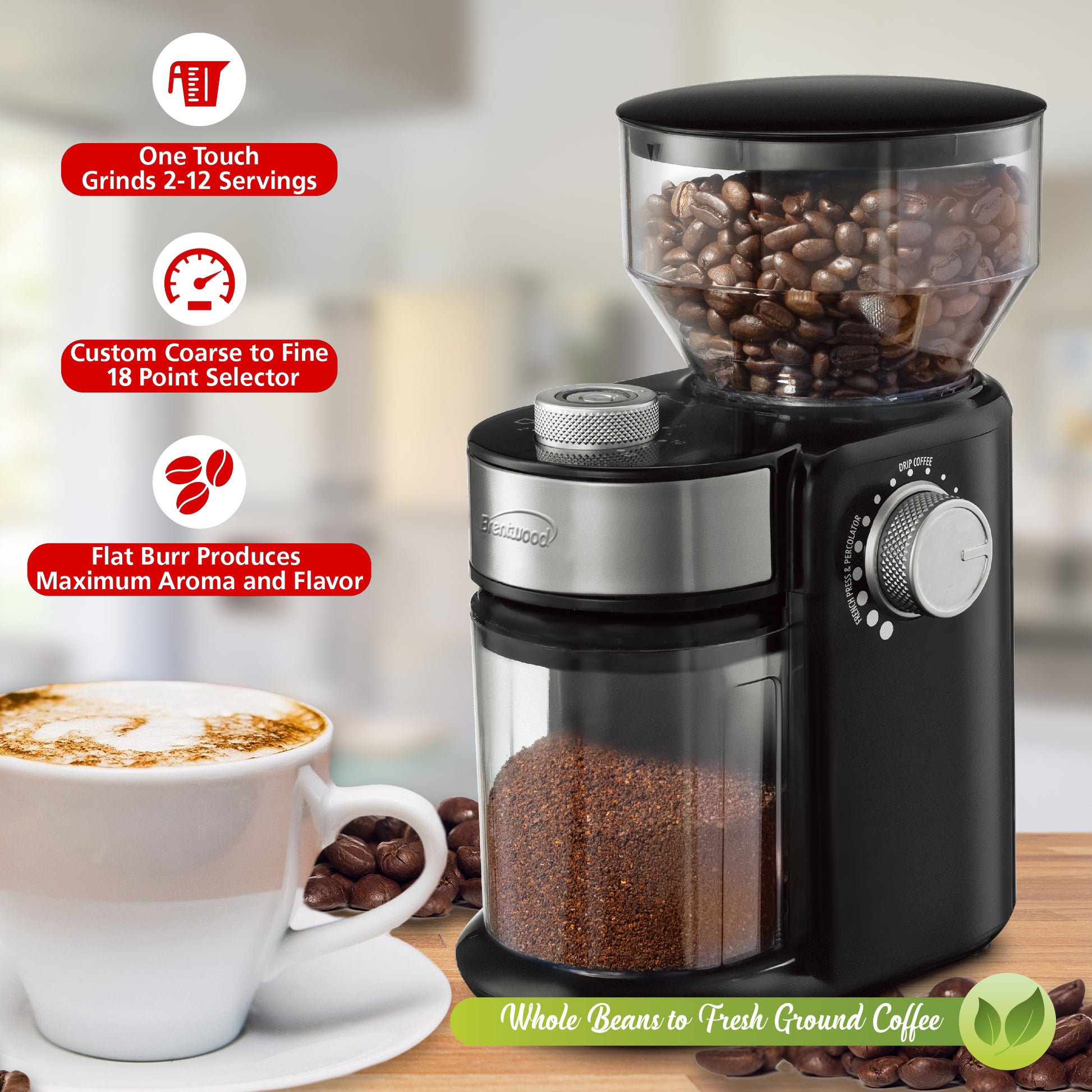 Coffee Machine, Gourmia 8-in-1 One-Touch Espresso, Cappuccino