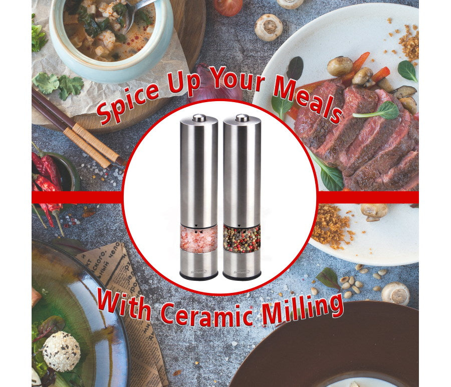 Ceramic Salt Pepper Grinder Thickness Adjustable Stainless Steel