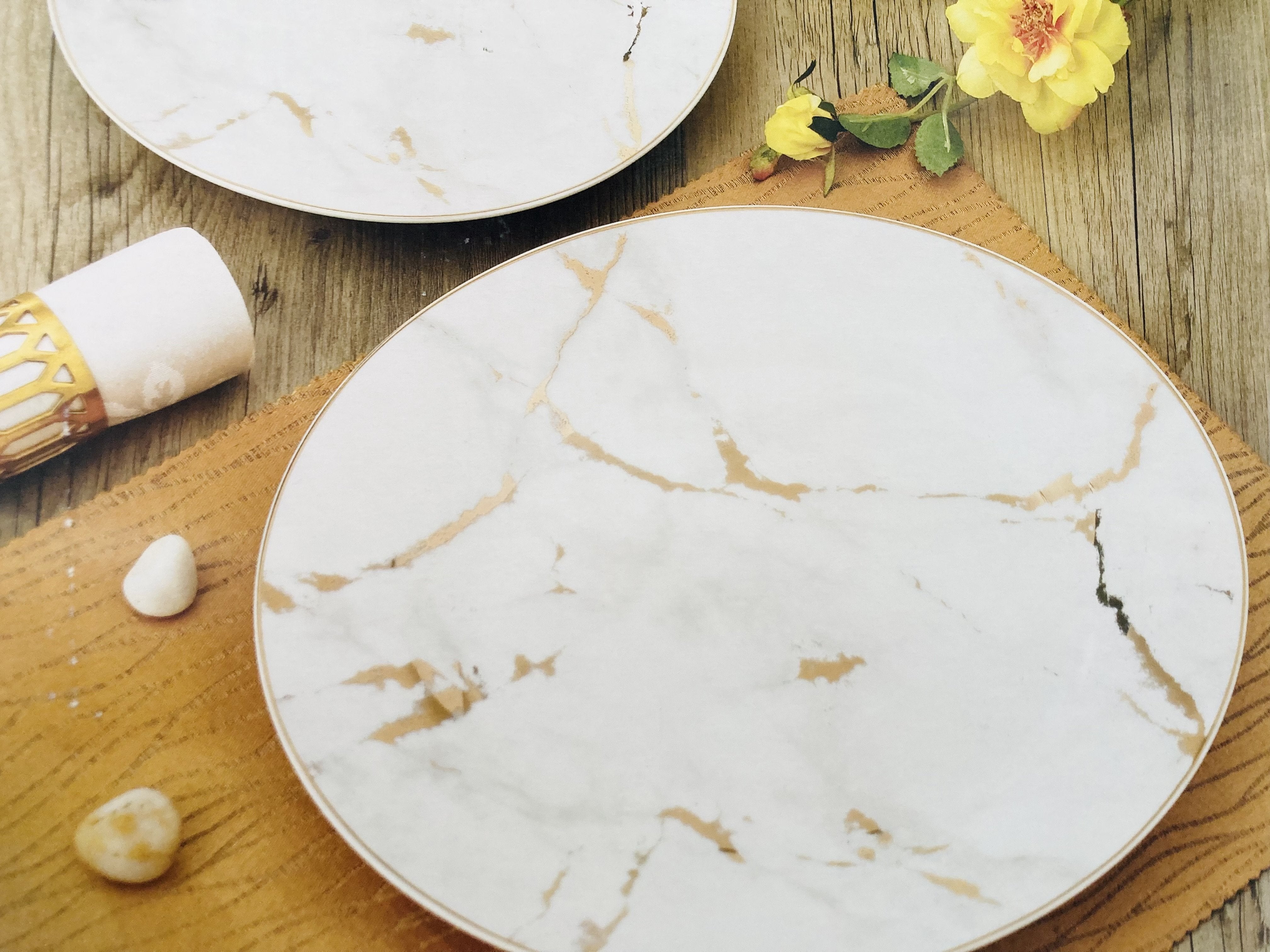 White marble outlet plates