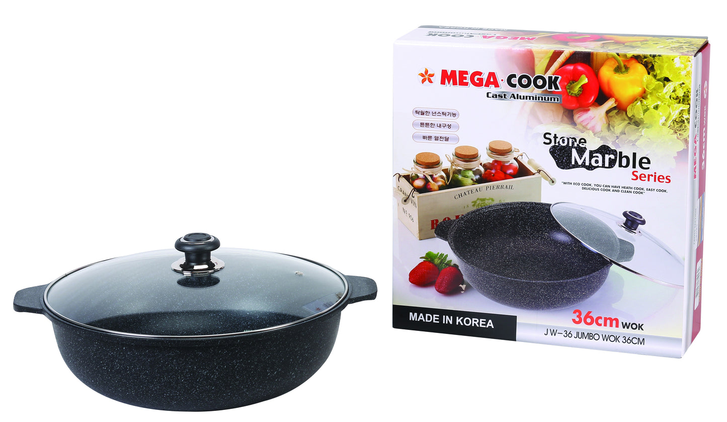 36cm Marble Stone Coating Jumbo Wok Pan