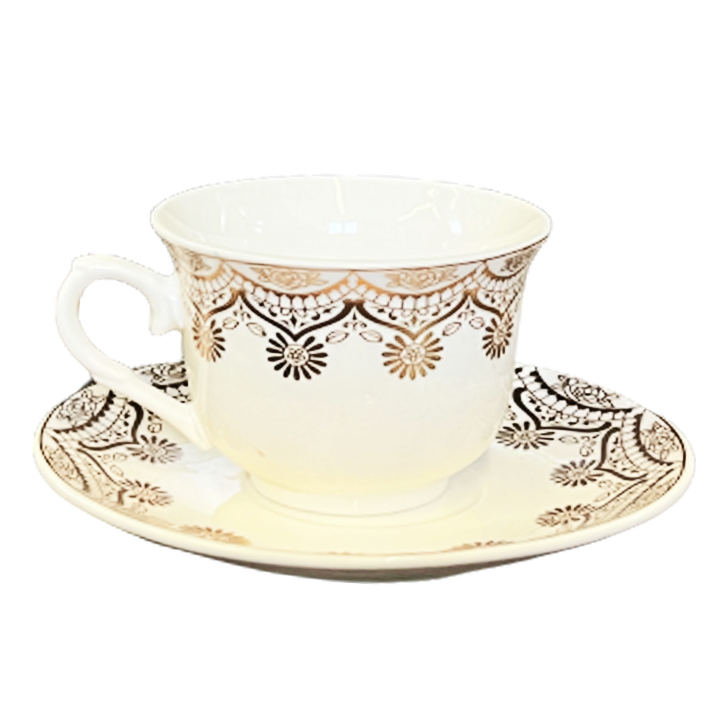 12 PC White & Gold Tea Cup Set